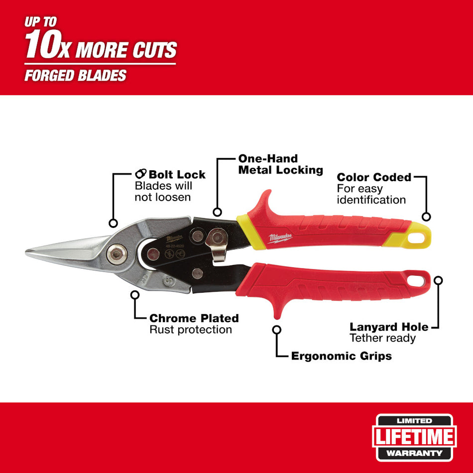 Milwaukee 48-22-4530 Straight Cutting Aviation Snips