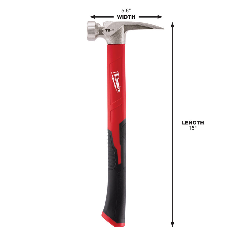 Milwaukee 48-22-9316 19oz Smooth Face Poly/Fiberglass Handle Hammer