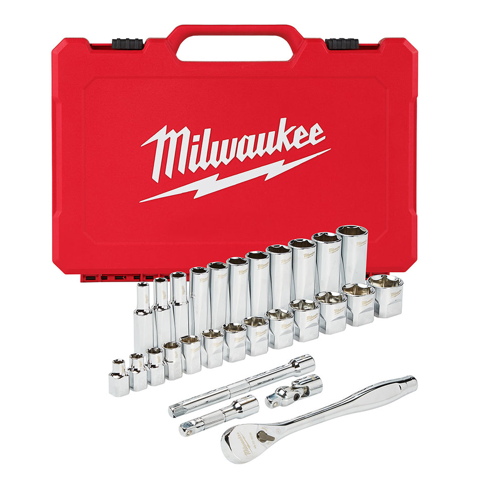 Milwaukee 48-22-9408 3/8" DR 28pc Ratchet & Socket Set - SAE