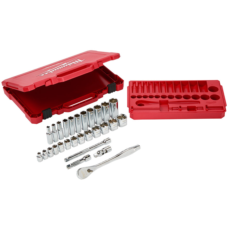 Milwaukee 48-22-9408 3/8" DR 28pc Ratchet & Socket Set - SAE