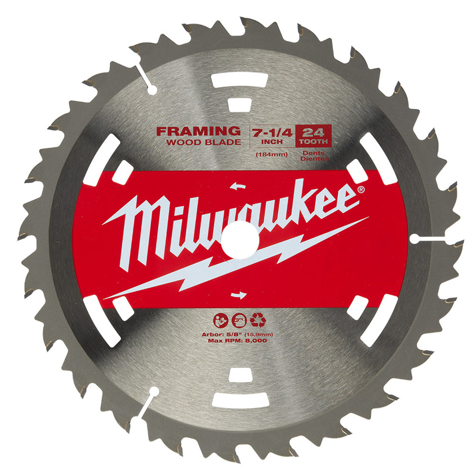 Milwaukee 48-41-0710 7-1/4" 24T Basic Framer Circular Saw Blades - Bulk