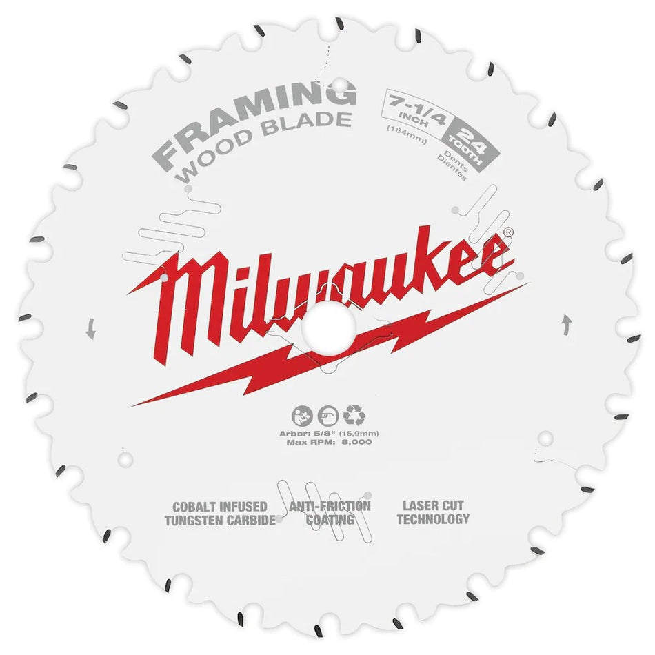Milwaukee 48-41-0720 Coated 7-1/4" 24T Framing Circular Saw Blades - Bulk