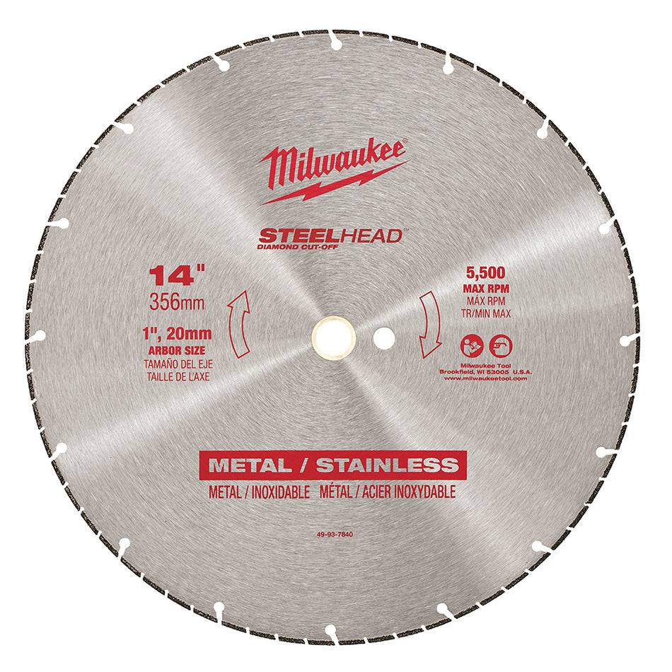 Milwaukee 49-93-7840 14" SteelHead Diamond Cut-Off Blades