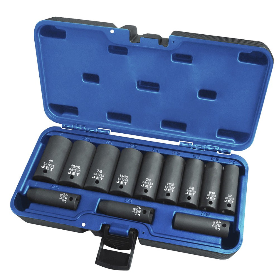 Jet 610208 12 Piece 6 Point 3/8" DR SAE Deep Socket Set