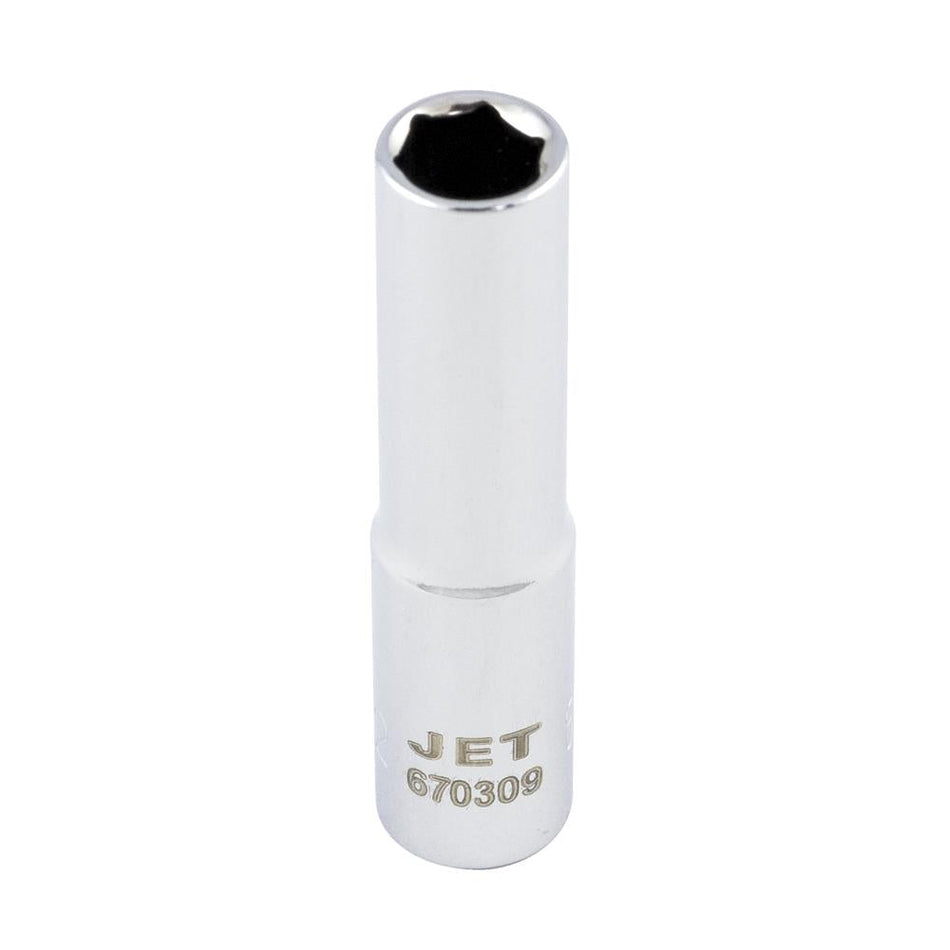 Jet 670309 1/4" DR x 9/32" 6 Point Deep Chrome Socket