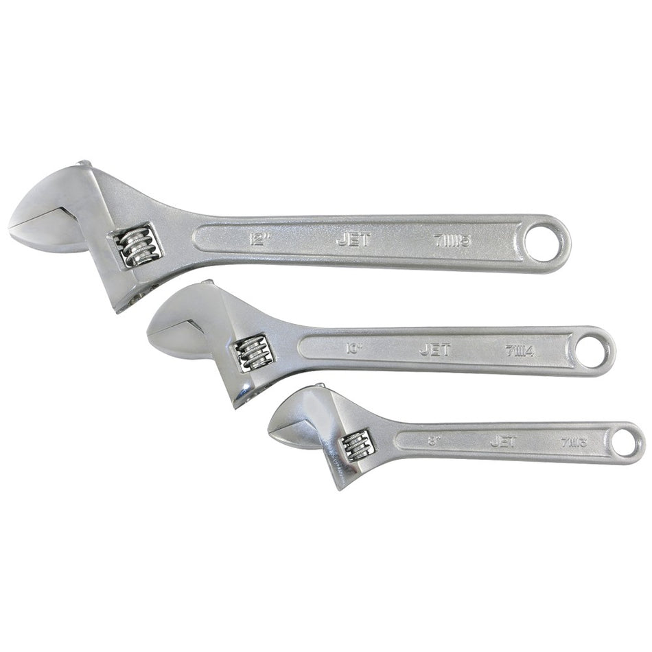 Jet 711102 3 Piece Chrome Vanadium Adjustable Wrench Set