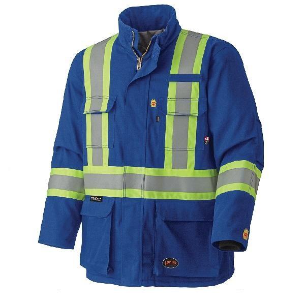 Flame Resistant Quilted Cotton Safety Parka - Blue (5523)