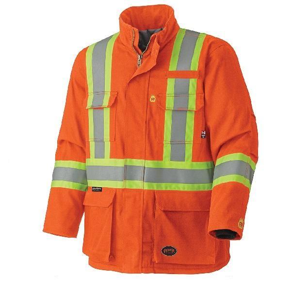 Flame Resistant Quilted Cotton Safety Parka - Orange (5533)