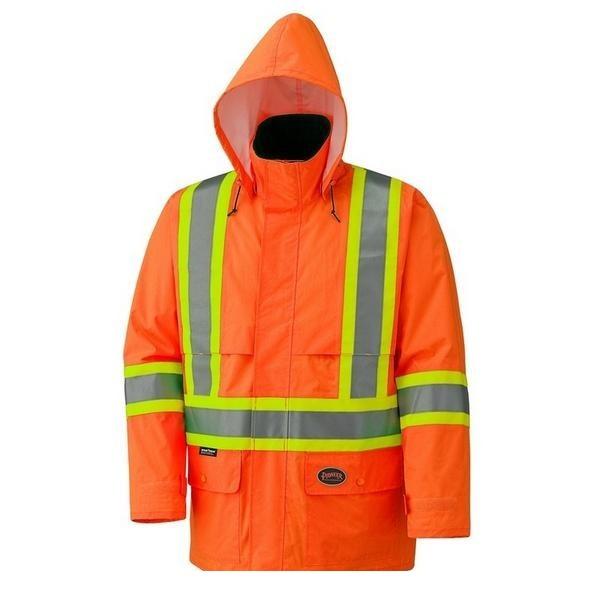 Hi-Viz 150D Lightweight Waterproof Safety Jacket With Detachable Hood