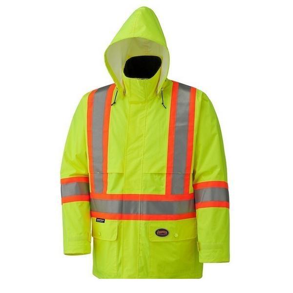 Hi-Viz 150D Lightweight Waterproof Safety Jacket With Detachable Hood