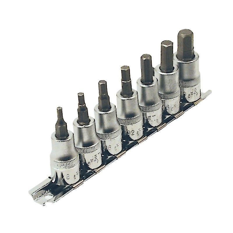 7 Piece 3/8" Drive S.A.E. 2" Long Hex Bit Socket Set (601201)