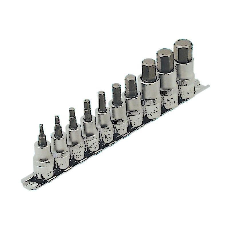 10 Piece 3/8" and 1/2" Drive S.A.E. Hex Bit Socket Set (601802)