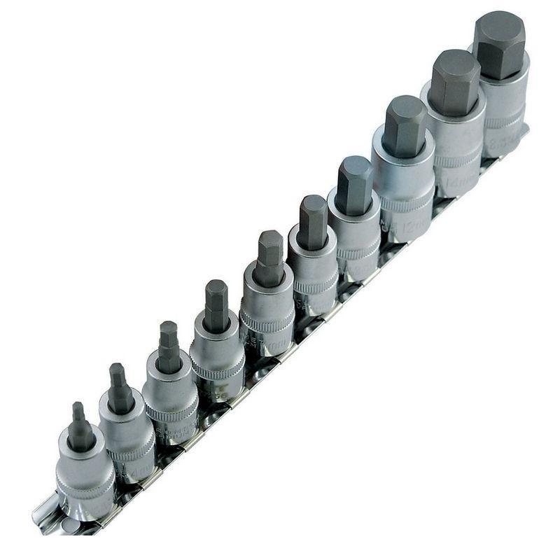 10 Piece 3/8" and 1/2" Drive Metric Hex Bit Socket Set (601803)