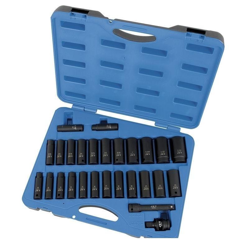 27 PC 1/2" DR Deep S.A.E./Metric 6 Point Impact Socket Set