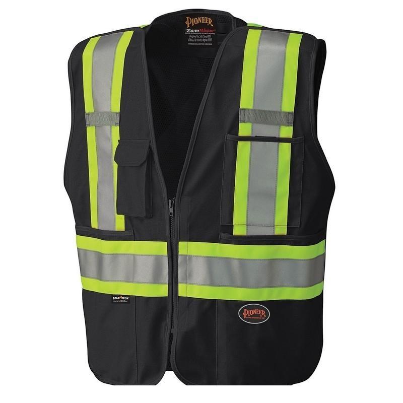 Hi-Viz Safety Tear-Away Mesh Back Vest - Black (6937)