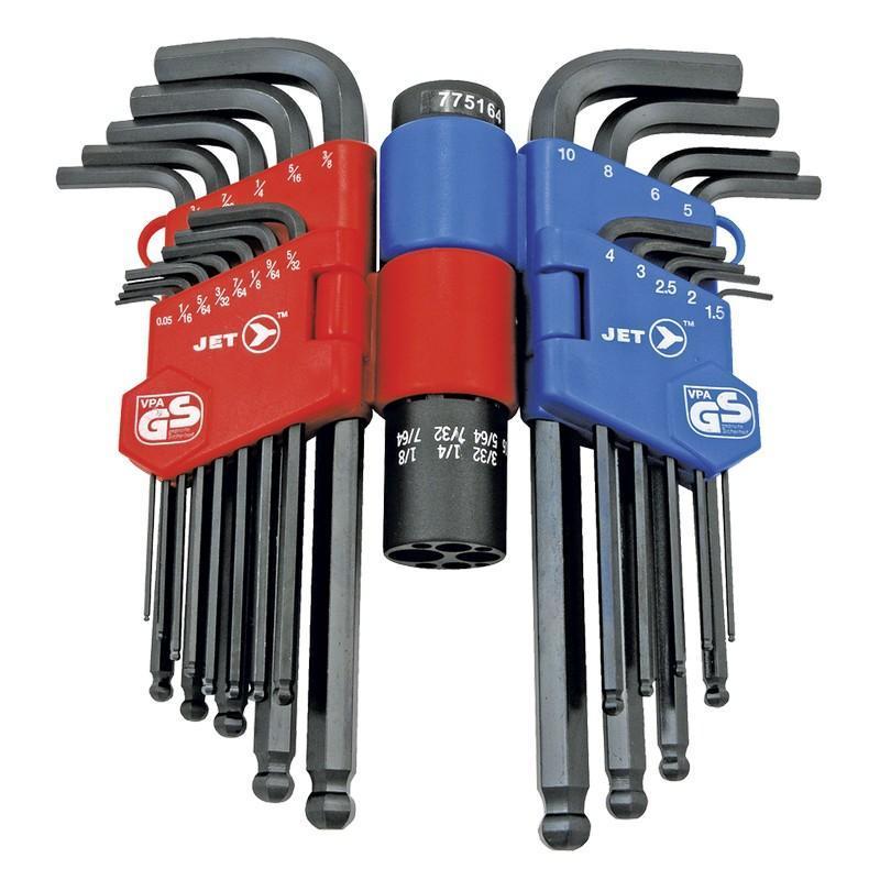 Jet 775164 22 Piece SAE/Metric Hex Key Set - Chrome Vanadium Long Arm ...