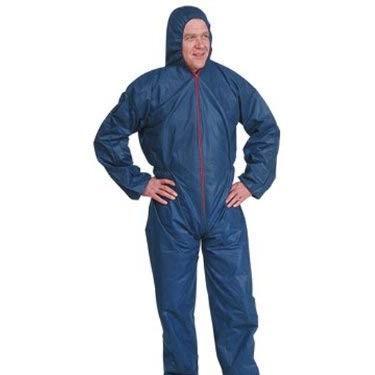 Clearance Disposable Polypropylene Protective Coverall with Hood and Elastic Cuff, Blue COPP50