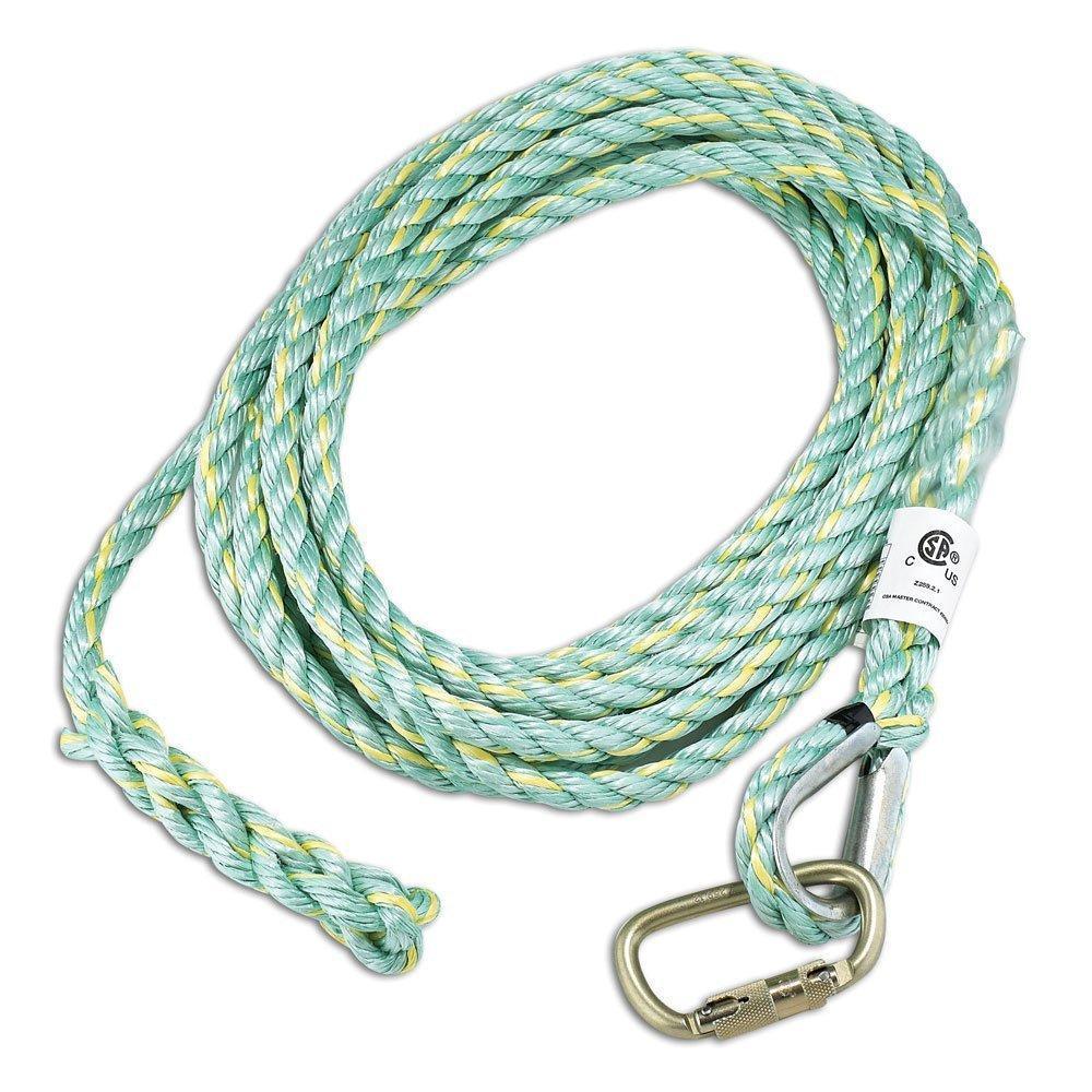 Rope Lifeline 5/8" Co-Polymer Blend, 3-strand with Termination and Carabiner