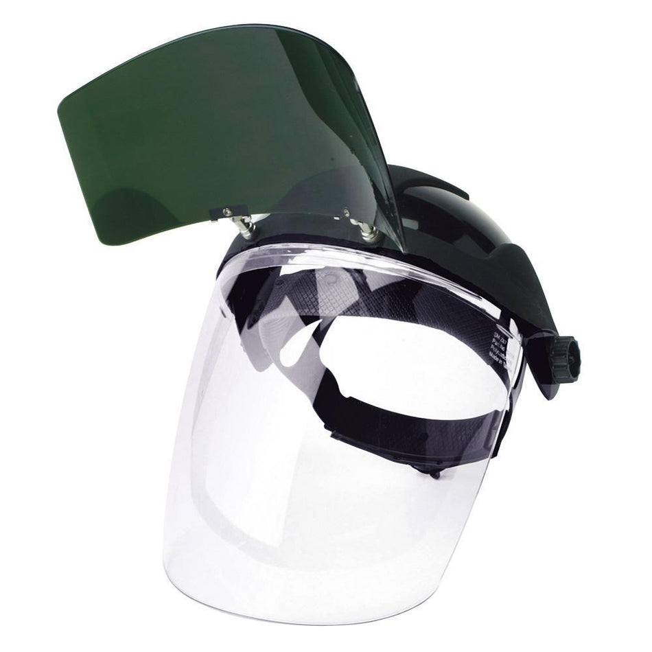 Multi-Purpose Face Shield w/ Flip-Up IR Window and Ratcheting Headgear