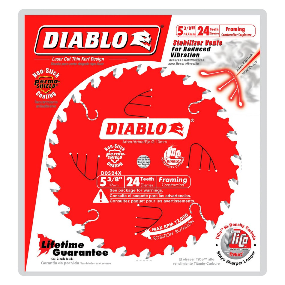 Diablo 5-3/8" 24T Framing Trim Saw Blades - Carded