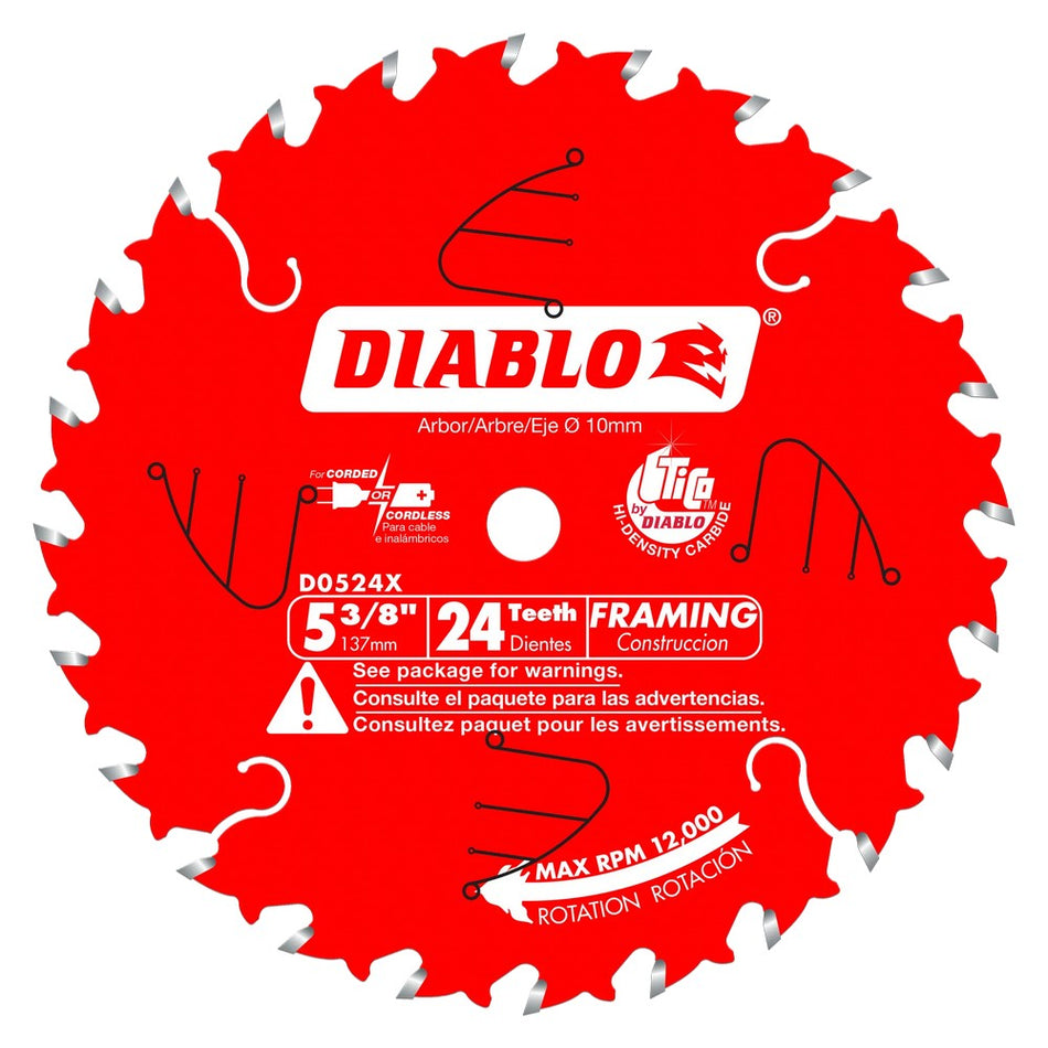 Diablo 5-3/8" 24T Framing Trim Saw Blades - Carded