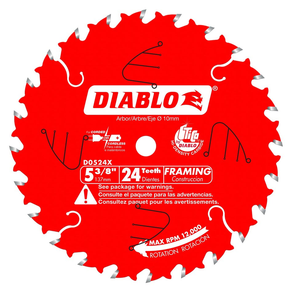 Diablo 5-3/8" 24T Framing Trim Saw Blades - Carded