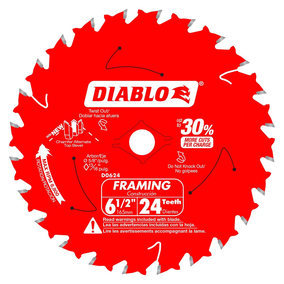 Diablo 6-1/2" 24T Framing Saw Blades - Bulk