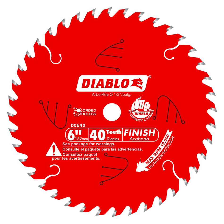 Diablo 6" 40T Finish Saw Blades for Port-Cable Saw Boss - Carded