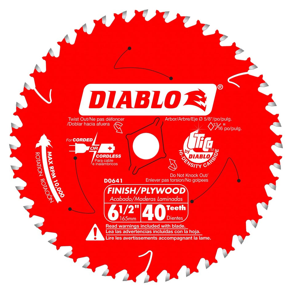 Diablo 6-1/2" 40T Finish Trim Saw Blades - Carded