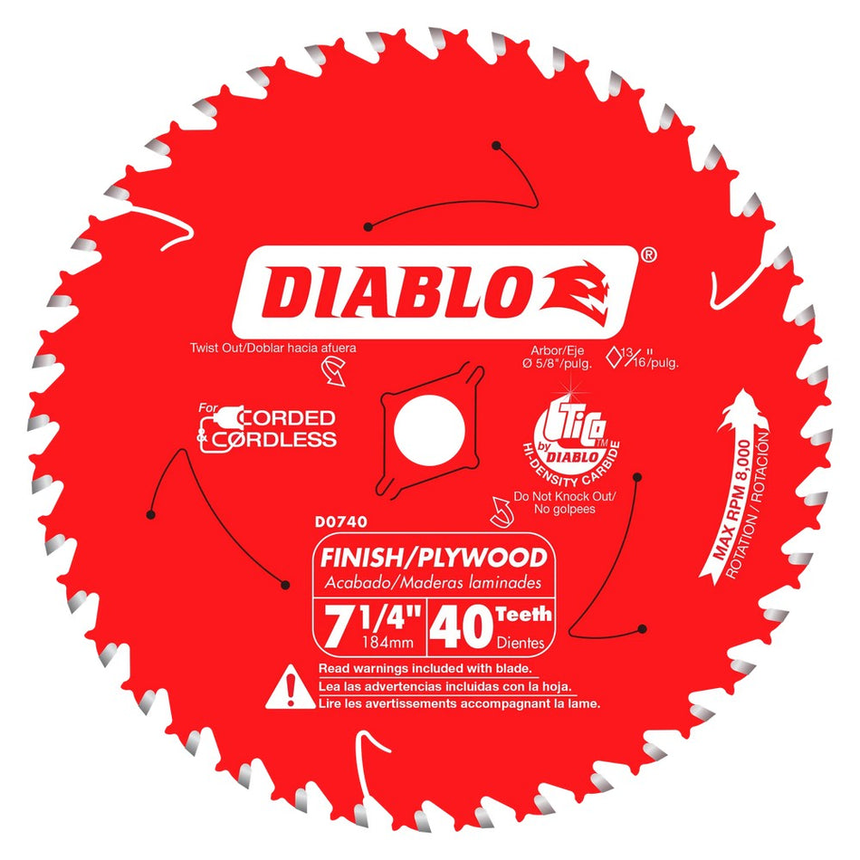 Diablo 7-1/4" 40T Finish Trim Saw Blades - Bulk