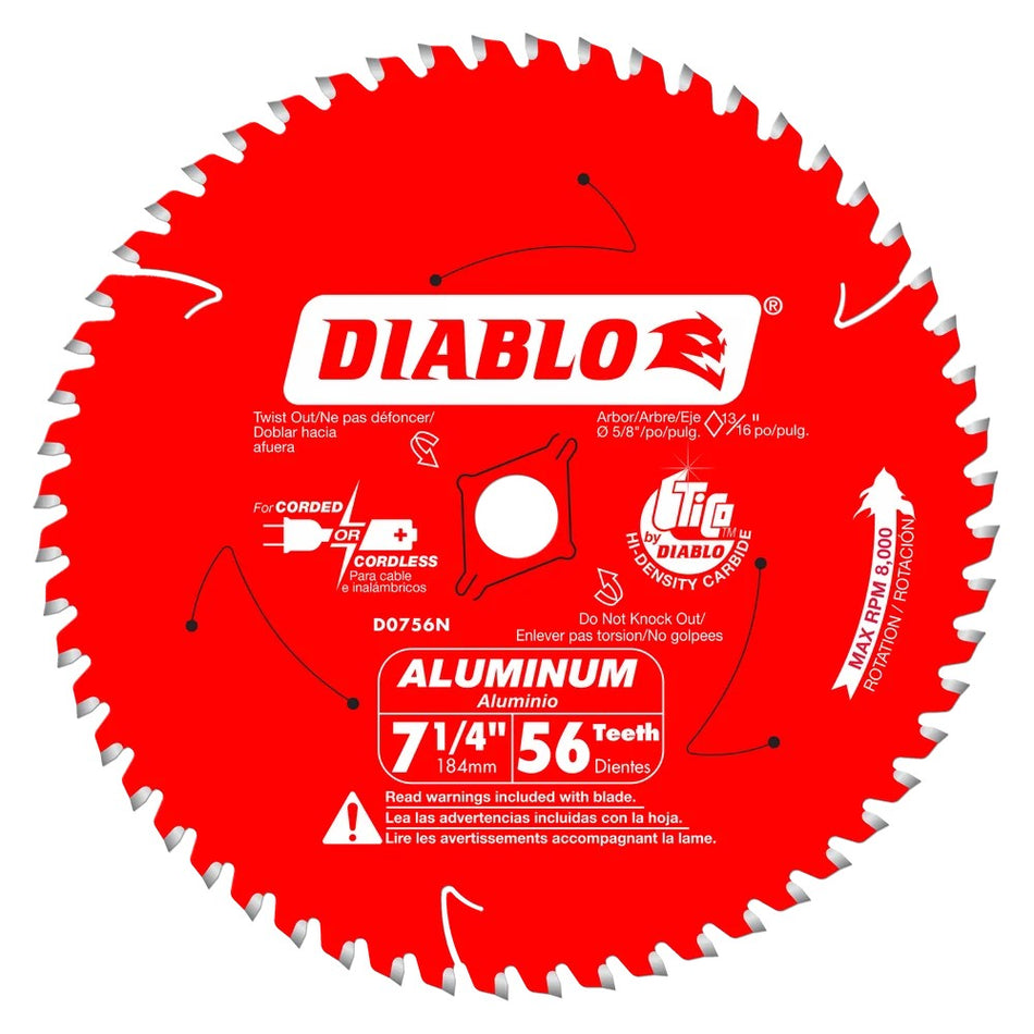 Diablo D0756N 7‑1/4" 56T Thick Aluminum Cutting Saw Blade