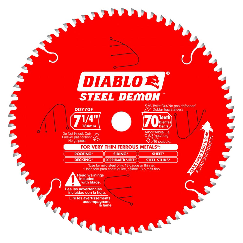 Diablo D0770F 7-1/4" 56 T Carbide-Tipped Circular Saw Blades for Metal