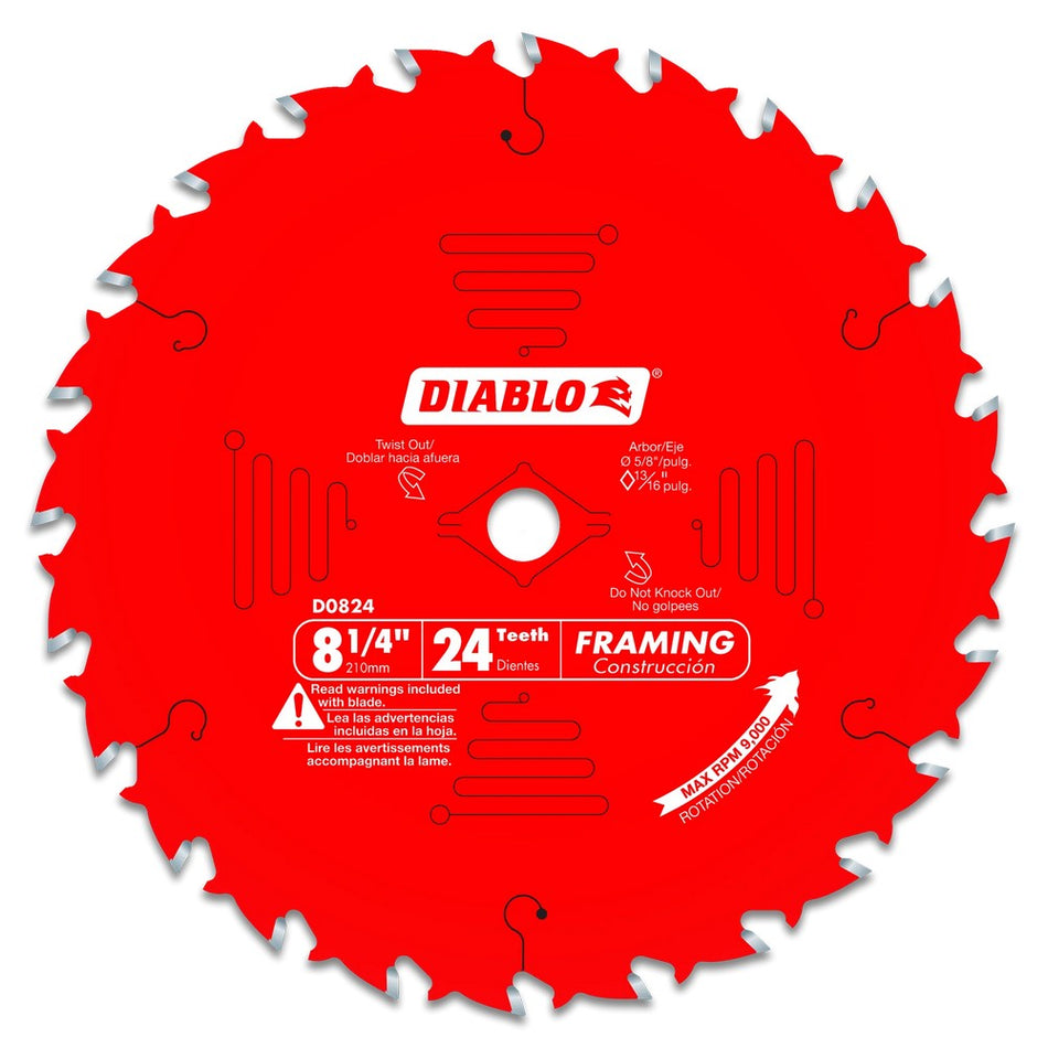 Diablo 8-1/4" 24T Framing Saw Blades - Carded