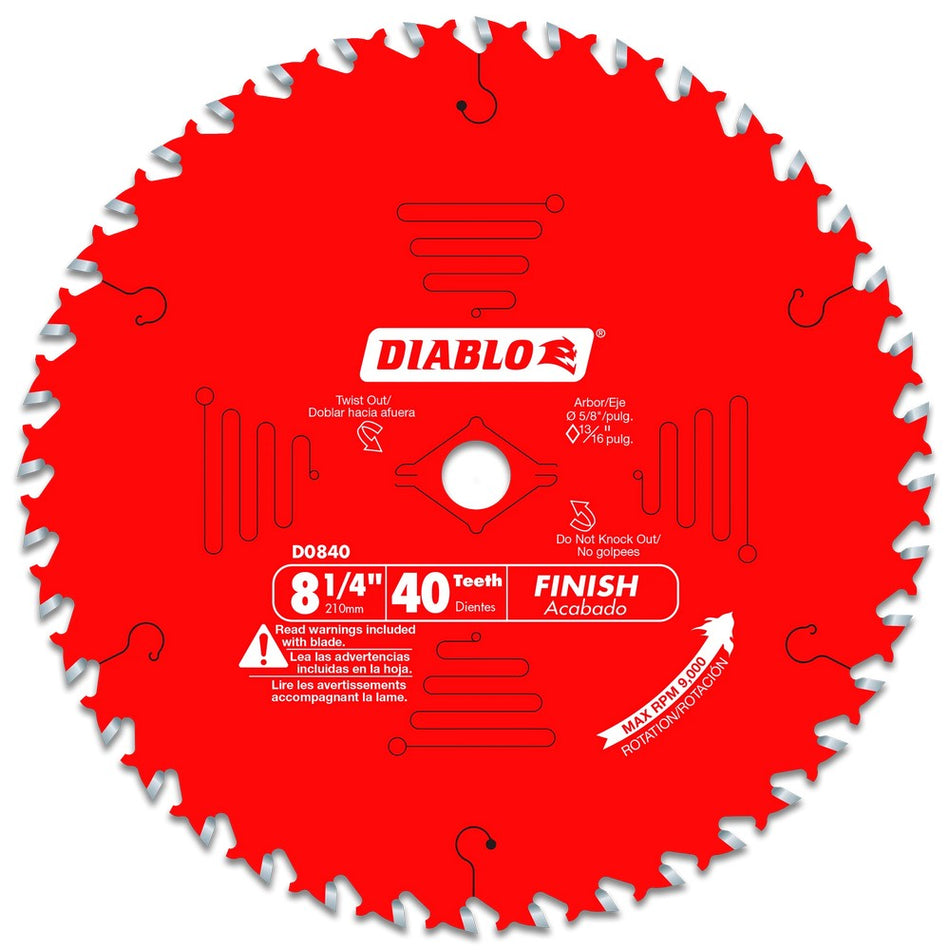 Diablo 8-1/4" 40T Finishing Saw Blades - Carded