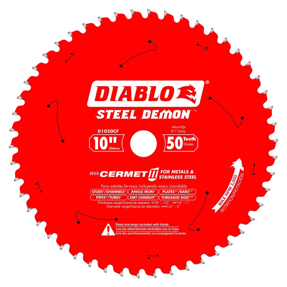Diablo D1050CF 10" 50T Cermet II Saw Blade for Metals and Stainless Steel