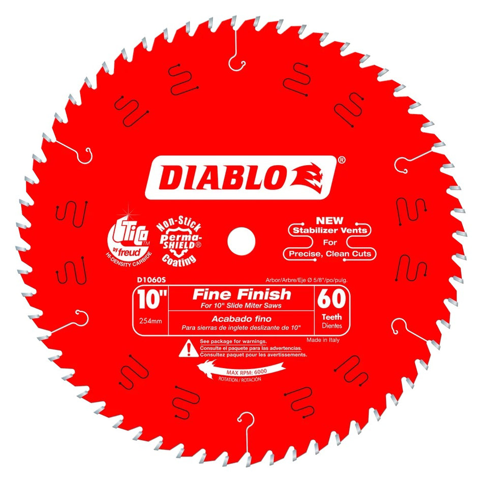 Diablo D1060S 10" 60T Fine Finish Slide Miter Saw Blade