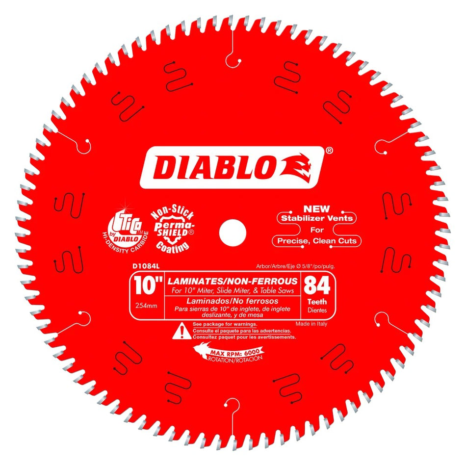 Diablo D1084L 10" 84T Non-Ferrous Metals & Laminate Thin Kerf Blades
