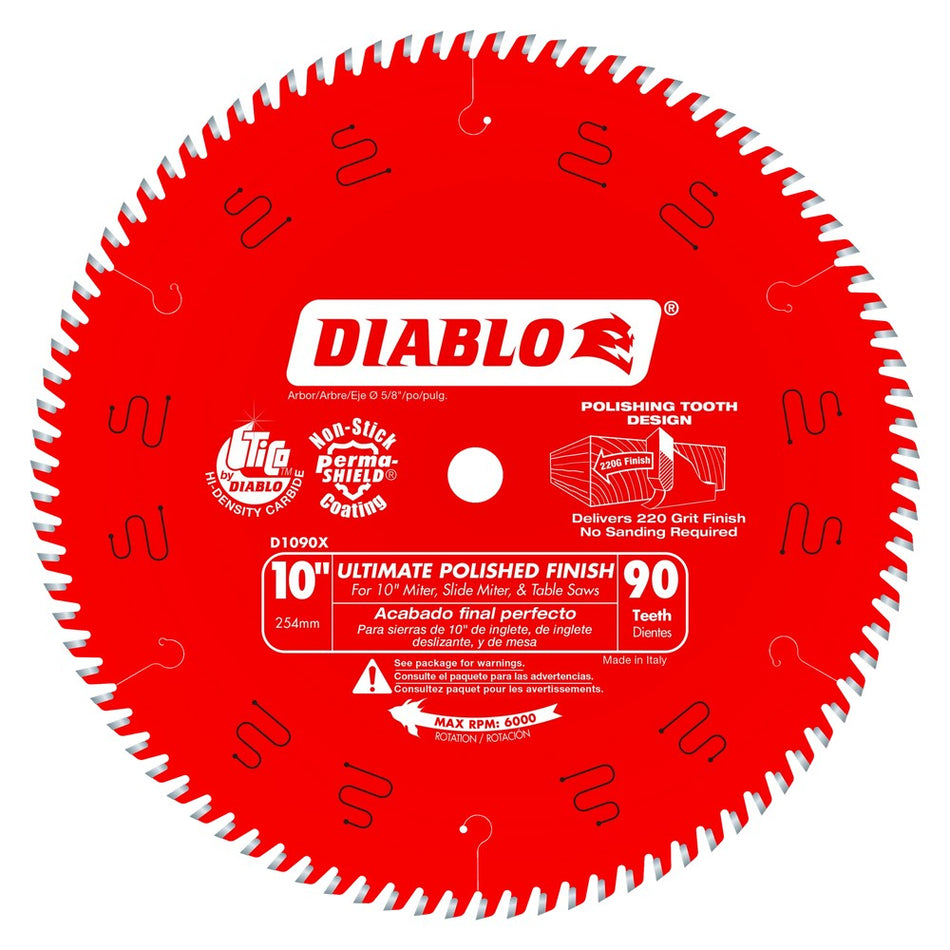 Diablo 10" 90T Ultimate Polished Finish Saw Blades - Carded