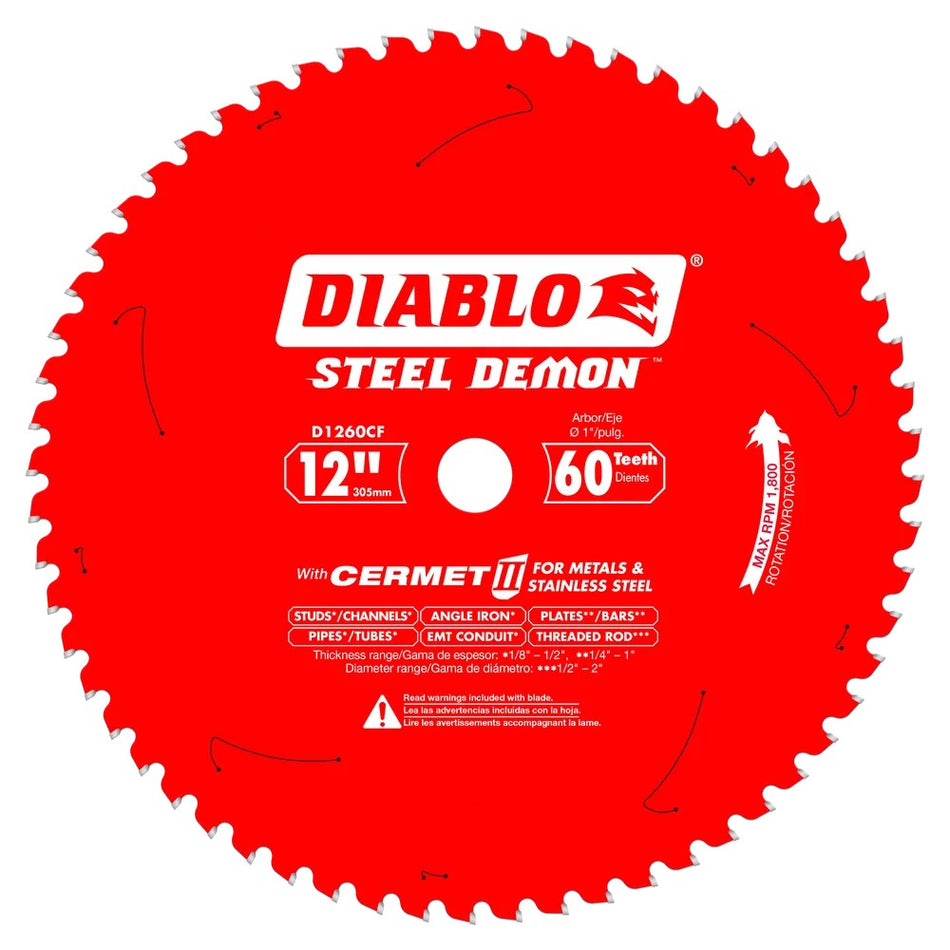 Diablo D1260CF 12" 60T Cermet II Saw Blade for Metals and Stainless Steel