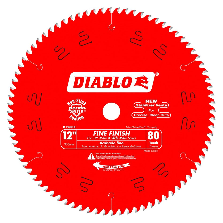 Diablo 12" 80T Fine Finish Saw Blades - Carded