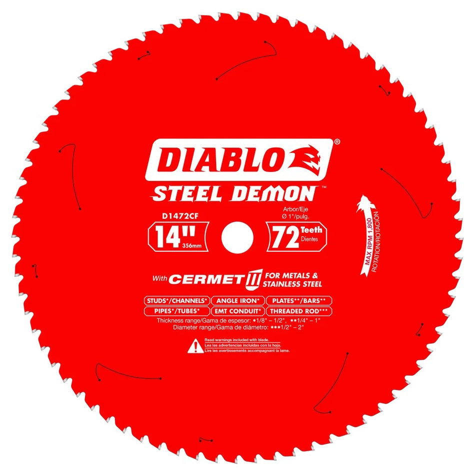 Diablo D1472CF 14" 72T Cermet II Saw Blade for Metals and Stainless Steel