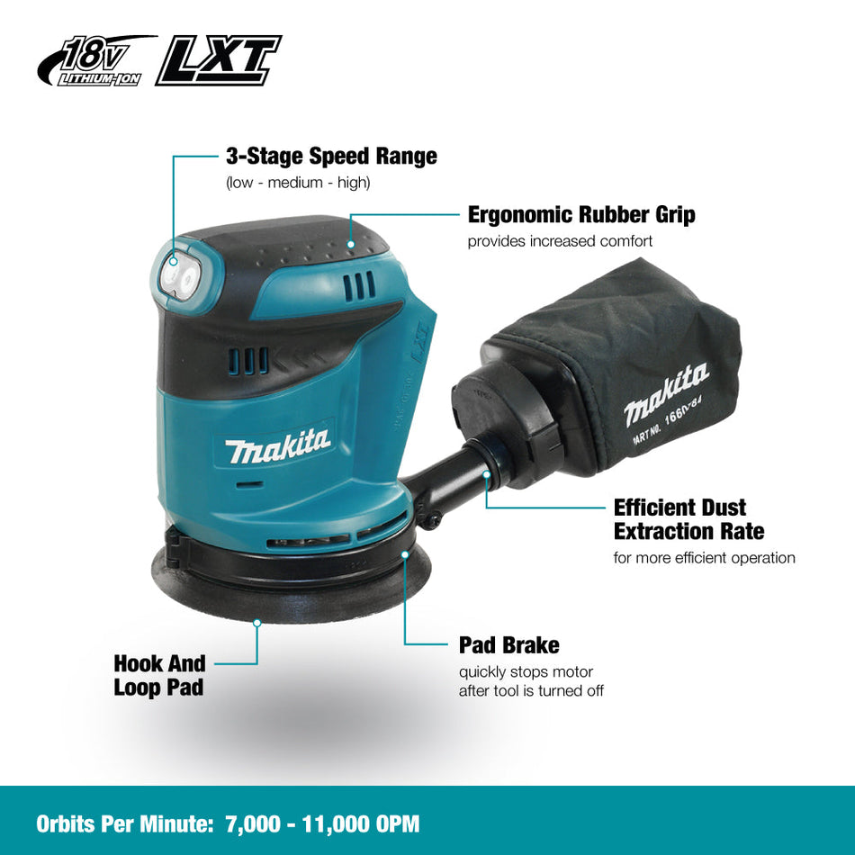 Makita DBO180Z Cordless 5" Random Orbit Sander (Tool Only)