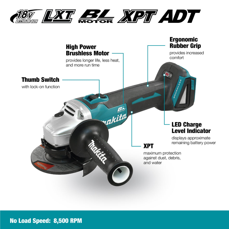 Makita DGA454Z 4-1/2" Cordless Angle Grinder with Brushless Motor