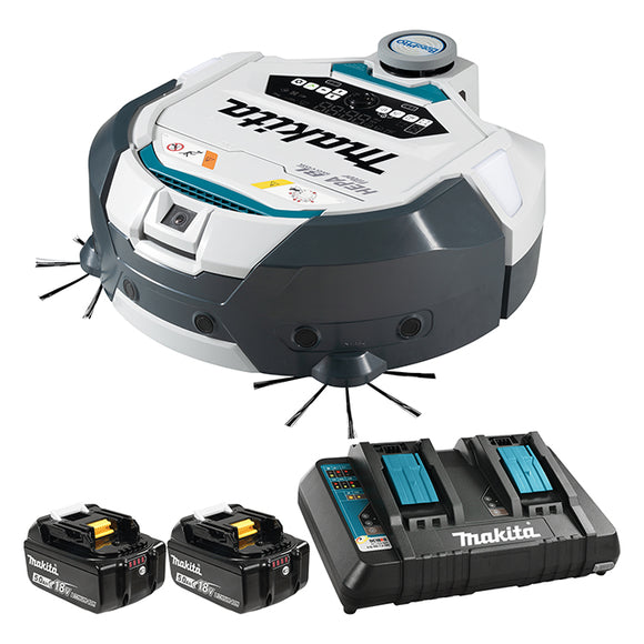 Makita DRC300PT2 18V LXT Brushless Cordless 3.0L Smart Robotic Vacuum Kit, w/ Hepa Filter (5.0Ah x 2 Kit)