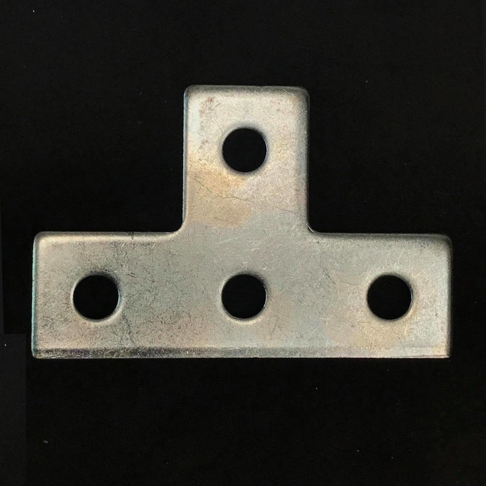 3-1/2" x 5-3/8" Flat T Strut Brackets with 4 Holes - Zinc Plated