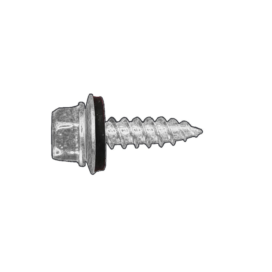 #14 x 1-1/4" White White Type S Hex Head Washered Self Tapping/Roofing Screws