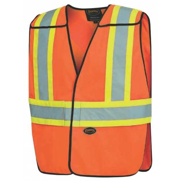 Pioneer 6954 Tricot Tearaway Safety Vest with Reflective Stripe - Orange