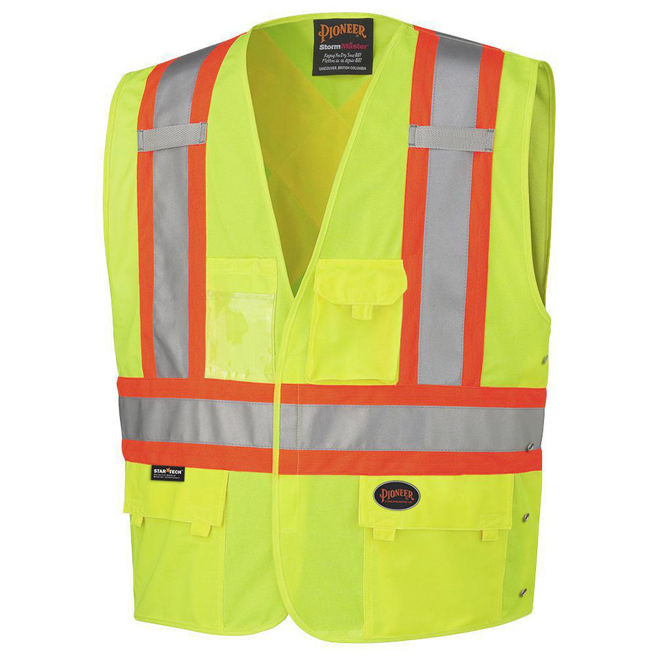 Pioneer 6955 Tricot Tearaway Safety Vest with Reflective Stripe - Yellow