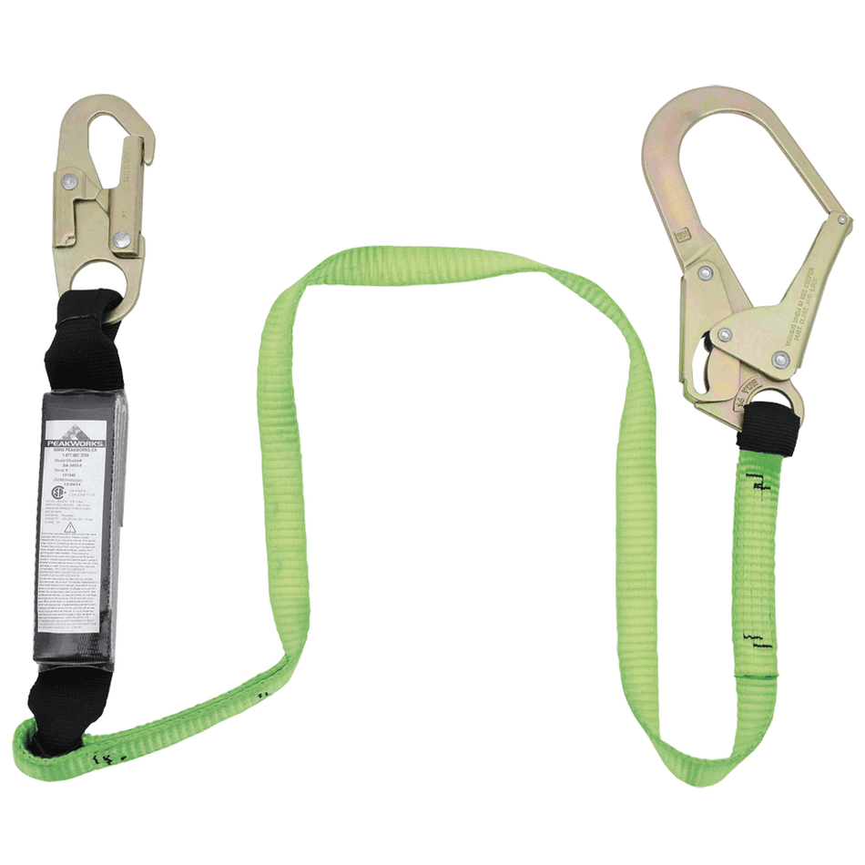 Peakworks SA-5402 Shock Absorbing Single Leg Lanyard with Snap & Form Hooks